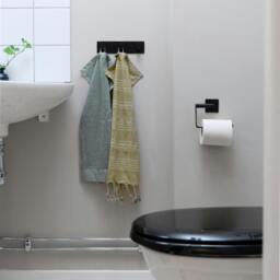 Rackhams Black Stainless Steel Toilet Roll Holder Self Adhesive Bathroom Wall Mounted - thumbnail 2