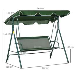 Rackhams Outdoor 3-person Porch Swing Chair with Adjustable Canopy Green - Orange and White - thumbnail 6
