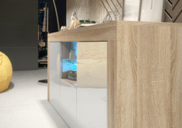 Rackhams 145cm Modern TV Unit, Cabinet Stand & , with White Gloss Doors & Free LED - 145 cm - 1 - Oak Matt Body & White Gloss Doors - thumbnail 5