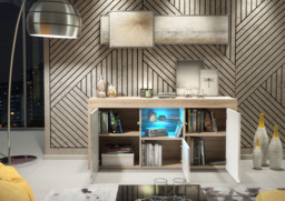 Rackhams 145cm Modern TV Unit, Cabinet Stand & , with White Gloss Doors & Free LED - 145 cm - 1 - Oak Matt Body & White Gloss Doors - thumbnail 4
