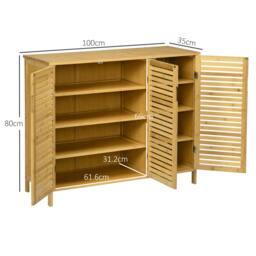 Rackhams Rustic Shoe Cabinet, Shoe Storage Cabinet for 16 pairs of shoes - Natural wood finish - Natural - Bamboo - thumbnail 3