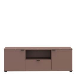 Rackhams Ganymede Wide TV Unit with Open Shelf, Drawer & 2 Doors in Terracotta - W 129.8 X  H 43.9 X  D 41.3cm - 1 - Manufactured Wood - thumbnail 3