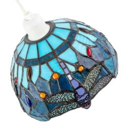 Rackhams Midnight and Sky Blue Stained Glass Dragonfly Tiffany Pendant Shade - thumbnail 4
