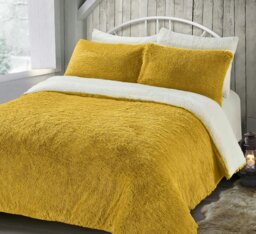 Rackhams Alaska Shaggy Faux Fur Fluffy and Warm Fleece Duvet Cover Set - Taupe - Double - thumbnail 5