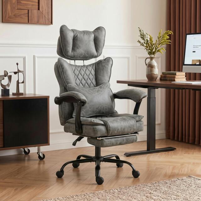 Rackhams Big and Tall Office Chair with Lumbar Support, Grey - image 1