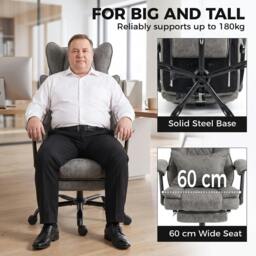 Rackhams Big and Tall Office Chair with Lumbar Support, Grey - thumbnail 4