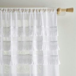 "Rackhams Izmir White Tab Top Voile - White - 55x48"" - Voile Panel" - thumbnail 2