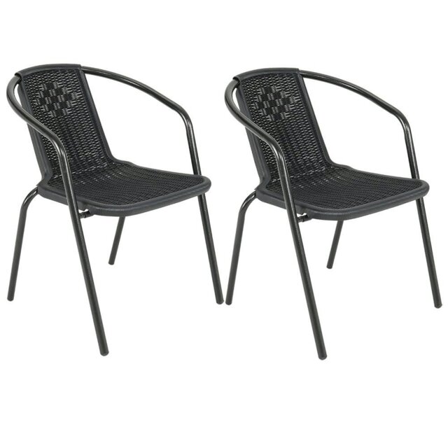 Rackhams 2/4/6 Seater Garden Round Table With Umbrella Hole or Outdoor Chairs - Only 2Pcs Black Chairs - image 1