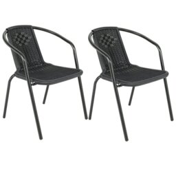 Rackhams 2/4/6 Seater Garden Round Table With Umbrella Hole or Outdoor Chairs - Only 2Pcs Black Chairs - thumbnail 1