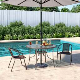 Rackhams 2/4/6 Seater Garden Round Table With Umbrella Hole or Outdoor Chairs - Only 2Pcs Black Chairs - thumbnail 2