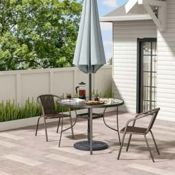 Rackhams 2/4/6 Seater Garden Round Table With Umbrella Hole or Outdoor Chairs - Only 2Pcs Black Chairs - thumbnail 3