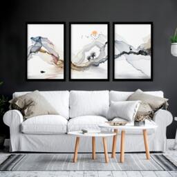 Rackhams Framed print set of 3 - Landscape wall art for Living room - 16 x 22 inches / 40.65 cm x 56 cm - Polyester Canvas 260 gsm - Canvas wrapped - thumbnail 5