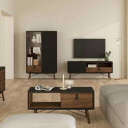 Rackhams Ry TV Unit 1 Door 1 Drawer in Matt Black Walnut - 1 - thumbnail 6