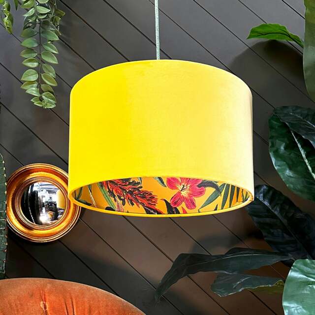 "Rackhams Witch Hazel Botanical Garden Silhouette Lampshade in Sunset Velvet - Table / Floor Lamp - 30cm diameter x 25cm Height (12"" x 10"")" - image 1