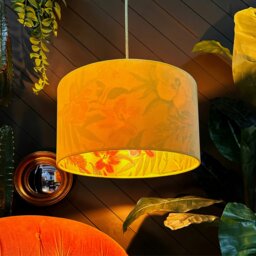 "Rackhams Witch Hazel Botanical Garden Silhouette Lampshade in Sunset Velvet - Table / Floor Lamp - 30cm diameter x 25cm Height (12"" x 10"")" - thumbnail 2