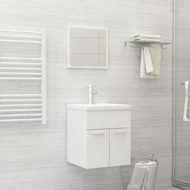 Rackhams Bathroom Furniture Set White Engineered Wood