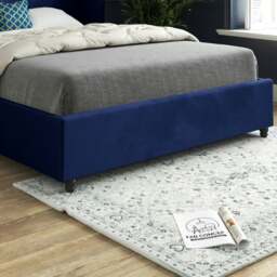 Rackhams Zampa Curved Top Curved Winged Upholstered Soft Velvet Bed Frame - Blue - Blue - Small double - thumbnail 3