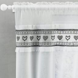 "Rackhams Lucy Embroidered Heart Kitchen Window Set Curtain Pair with Frill Edging and Matching Tie Backs - Black - 55"" (140cm) Width x 42"" (107cm) Drop" - thumbnail 2