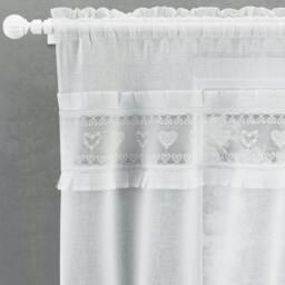 "Rackhams Lucy Embroidered Heart Kitchen Window Set Curtain Pair with Frill Edging and Matching Tie Backs - Black - 55"" (140cm) Width x 42"" (107cm) Drop" - thumbnail 5