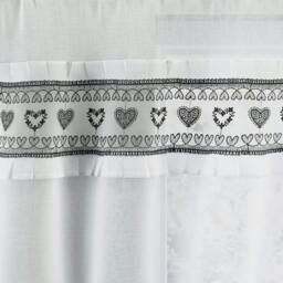 "Rackhams Lucy Embroidered Heart Kitchen Window Set Curtain Pair with Frill Edging and Matching Tie Backs - Black - 55"" (140cm) Width x 42"" (107cm) Drop" - thumbnail 3