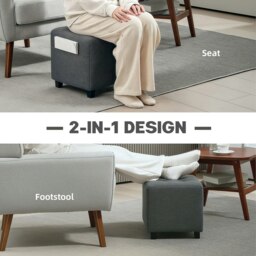 Rackhams Small Footstool Square Ottoman with Padded Seat - thumbnail 5
