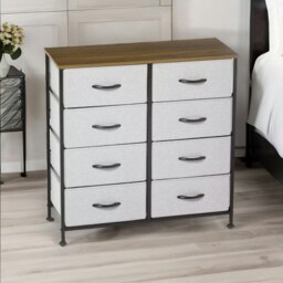 Rackhams 8 Fabric Drawer Bedroom Dresser With Wooden Top Grey - thumbnail 5
