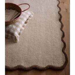 Rackhams Wool Scalloped Natural Brown Rug Bordered Design - 160X230 cm - thumbnail 2