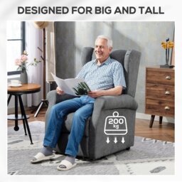 Rackhams Power Lift Chair, Fabric Recliner Armchair w/ Remote Charcoal Grey - Charcoal grey - Steel base - Charcoal grey - thumbnail 6