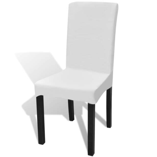 Rackhams 6 pcs White Straight Stretchable Chair Cover