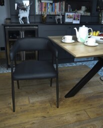 Rackhams Dining Chairs Set of 2, Wrap Around Armchair, Vintage Design in Tan, Grey, or Black for Sophisticated Spaces (Black) - Black - Metal Steel frame - 47.5cm(d)76cm(h)52cm(w) - thumbnail 6
