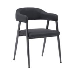 Rackhams Dining Chairs Set of 2, Wrap Around Armchair, Vintage Design in Tan, Grey, or Black for Sophisticated Spaces (Black) - Black - Metal Steel frame - 47.5cm(d)76cm(h)52cm(w) - thumbnail 2