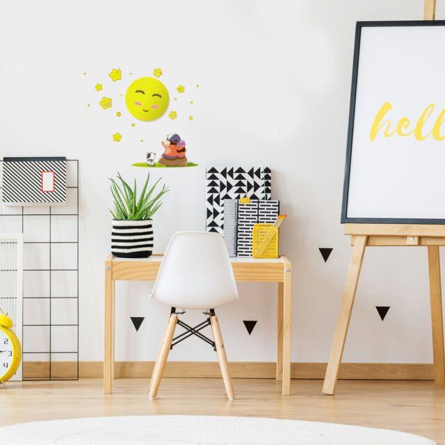Rackhams Sun LED Childrens Lamp Charming Fun Night Light Ultra Low Consumption 0.6W Colourful Wall Decals Create A 3D Effect - image 1