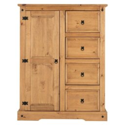 Rackhams Corona 1 Door 4 Drawer Low Wardrobe - Mexican Pine - thumbnail 2