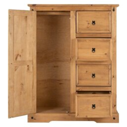 Rackhams Corona 1 Door 4 Drawer Low Wardrobe - Mexican Pine - thumbnail 3