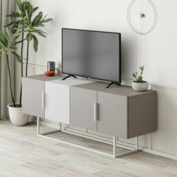 Rackhams Tontini Modern TV Unit Multimedia Centre with Storage TV Cabinet 140cm - Oak White - thumbnail 4