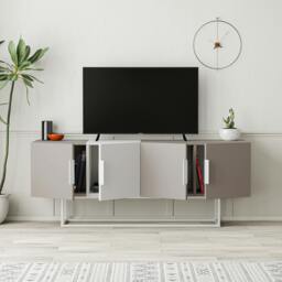 Rackhams Tontini Modern TV Unit Multimedia Centre with Storage TV Cabinet 140cm - Oak White - thumbnail 5