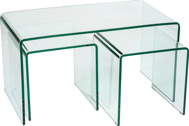 Rackhams Modena Bent Glass Coffee Table Set for Living Room - Transparent - Transparent - image 1