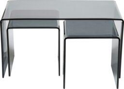 Rackhams Modena Bent Glass Coffee Table Set for Living Room - Transparent - Transparent - thumbnail 3
