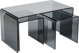 Rackhams Modena Bent Glass Coffee Table Set for Living Room - Transparent - Transparent - thumbnail 2