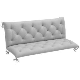 Rackhams 3 Seater Garden Bench Cushion Outdoor Seat Pad w/ Ties Light Grey - thumbnail 2