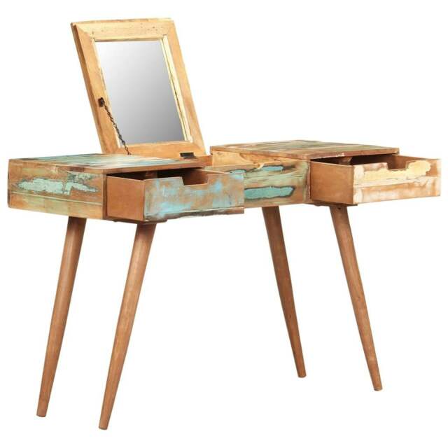 Rackhams Dressing Table with Mirror 112x45x76 cm Solid Reclaimed Wood