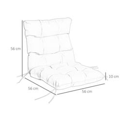 Rackhams Garden Back Chair Cushion, Comfortable Patio Seat Cushion Pad with Backrest for Outdoor & Indoor Use, Light Grey - thumbnail 3