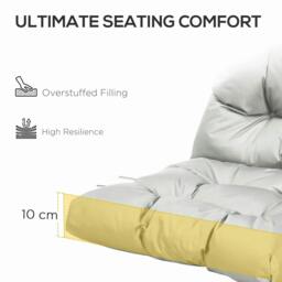 Rackhams Garden Back Chair Cushion, Comfortable Patio Seat Cushion Pad with Backrest for Outdoor & Indoor Use, Light Grey - thumbnail 5