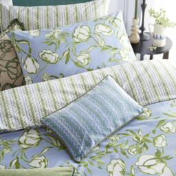 Rackhams Albera Floral Duvet Cover Set - French Blue - King - French Blue - 60% Cotton/40% Polyester - thumbnail 2