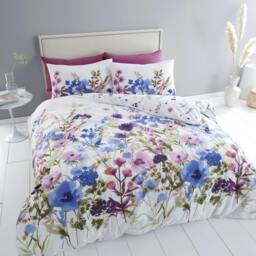 Rackhams Countryside Floral Reversible Duvet Cover Set - White - Single