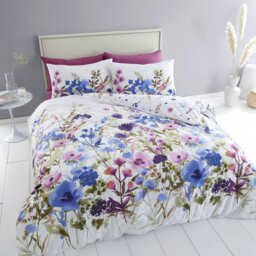 Rackhams Countryside Floral Reversible Duvet Cover Set - White - Single - thumbnail 2