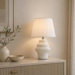 Rackhams Alanna Ivory Ribbed Ceramic Table Lamp - thumbnail 2