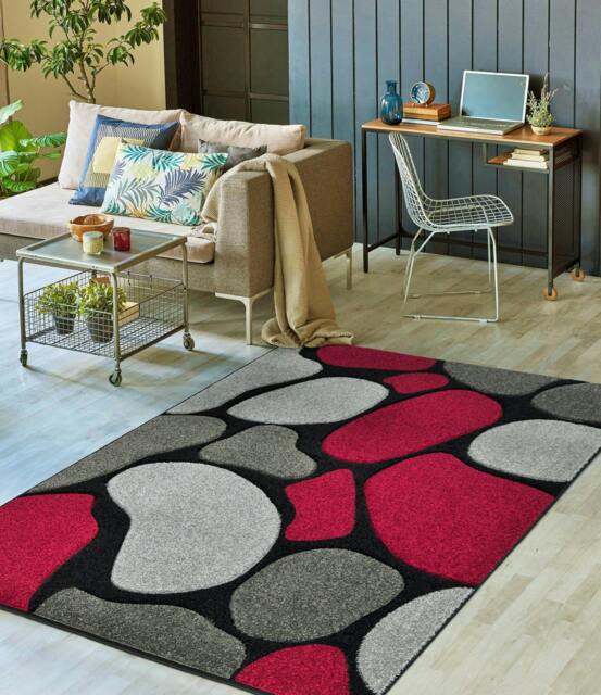 Rackhams Stone Carved Rug - Black Red - 80cm x 150cm (2.6ft x 5ft) - image 1