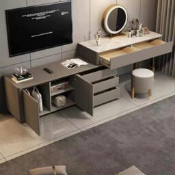 Rackhams Dempsey Dressing Table With Sideboard, Extendable, Corner Dressing Table - 120cm Dressing Table + 160cm Sideboard - With Stool - thumbnail 4