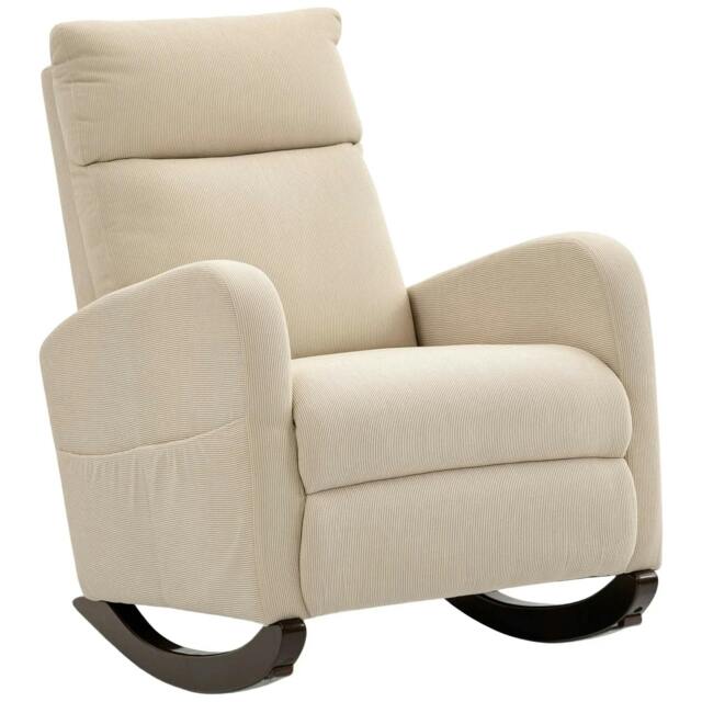 Rackhams Corduroy Rocking Armchair - Beige
